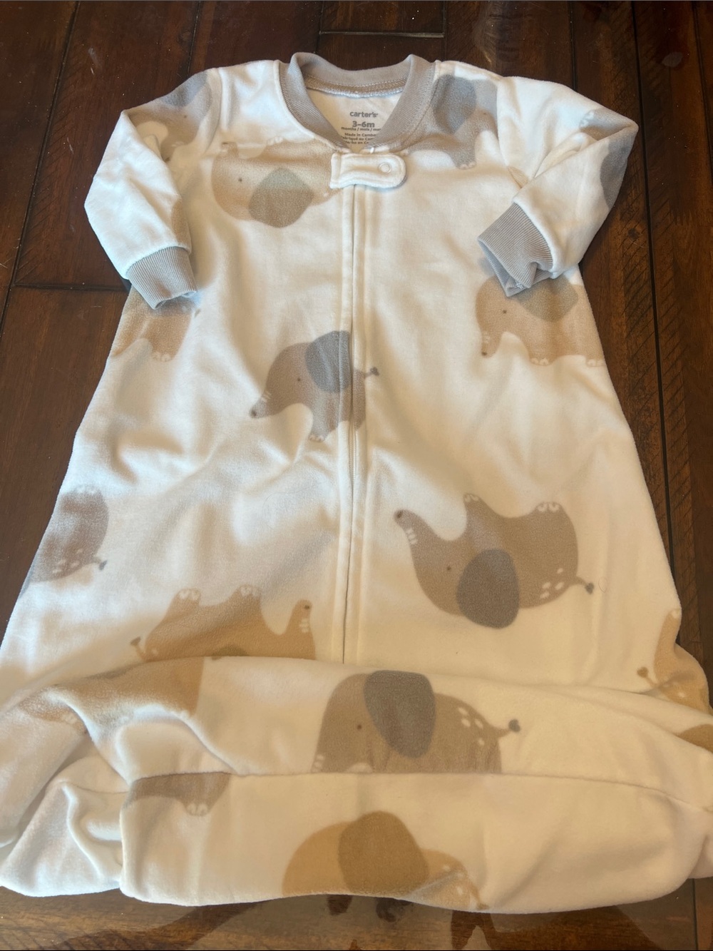 Carter's Cream Sleep Sack with Tan & Gray Elephant Print